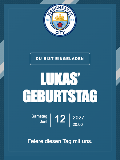 Digitale Geburtstagseinladung: Manchester City