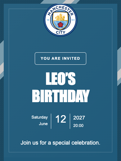 Manchester City online invitation