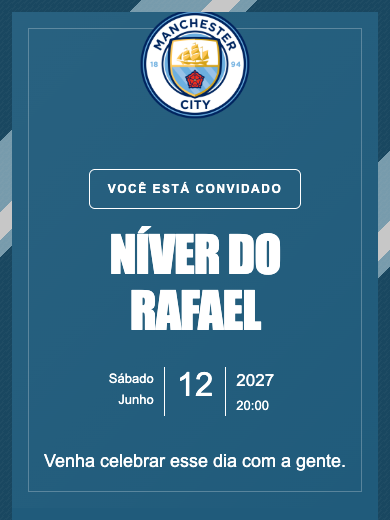 Convite online Manchester City