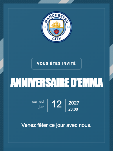 Invitation d’anniversaire numérique: Manchester City
