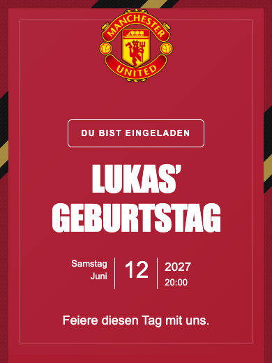 Digitale Geburtstagseinladung: Manchester United