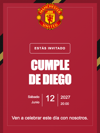 Invitación online Manchester United