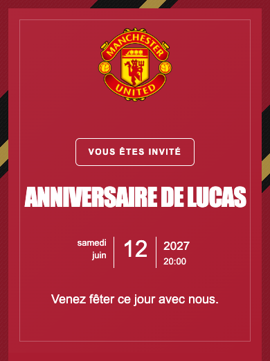 Invitation d’anniversaire numérique: Manchester United