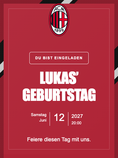 Digitale Geburtstagseinladung: Milan