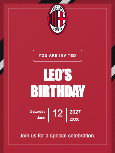 Milan online invitation