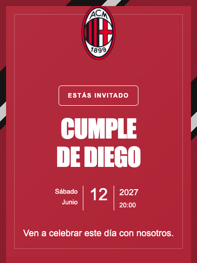 Invitación online Milan