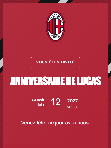 Invitation d’anniversaire numérique: Milan