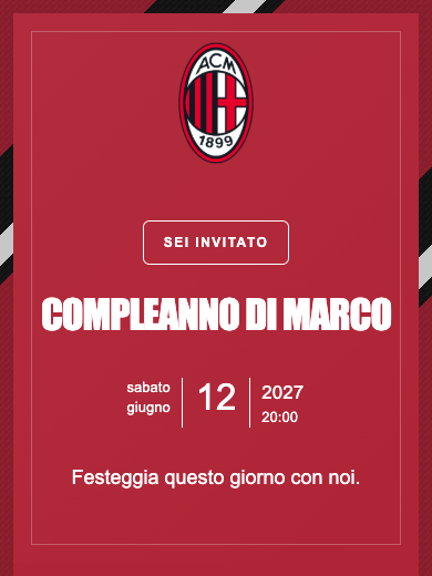 Invito digitale: Milan — Calcio