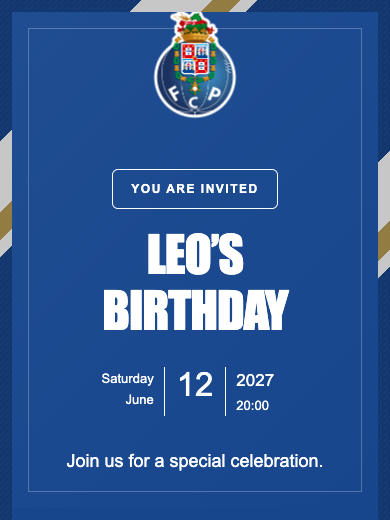 Digital birthday invitation: Porto