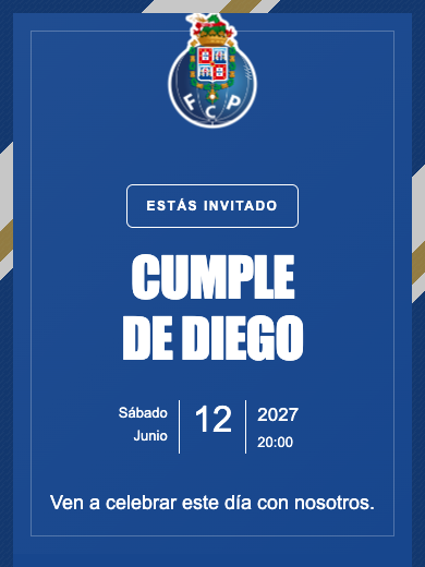Invitación digital de cumpleaños: Porto