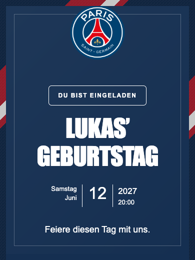 Digitale Geburtstagseinladung: PSG