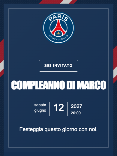 Invito digitale di compleanno: PSG