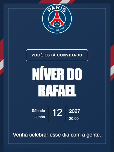 Convite online PSG