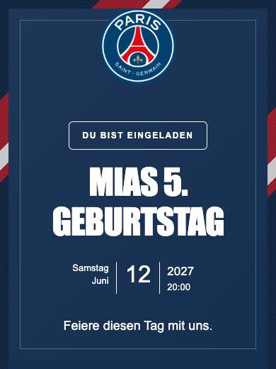 Digitale Geburtstagseinladung: PSG
