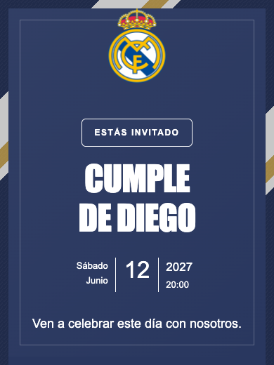 Invitación online Real Madrid