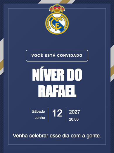 Convite online Real Madrid