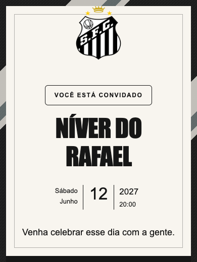 Convite digital de aniversário: Santos