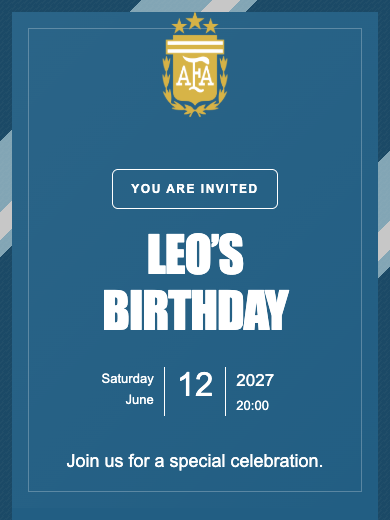 Argentina National Team online invitation