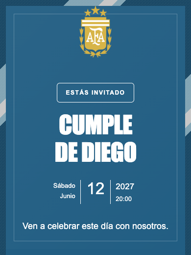 Invitación online Selección de Argentina