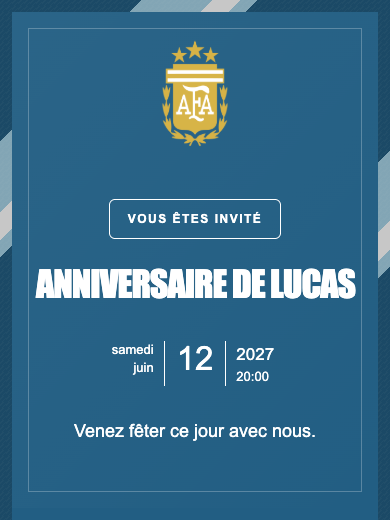 Invitation numérique: Équipe nationale · Argentine — Football