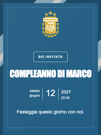 Invito digitale di compleanno: Nazionale · Argentina