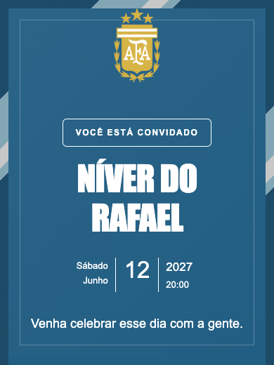Convite online Seleção Argentina