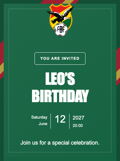 Bolivia National Team online invitation