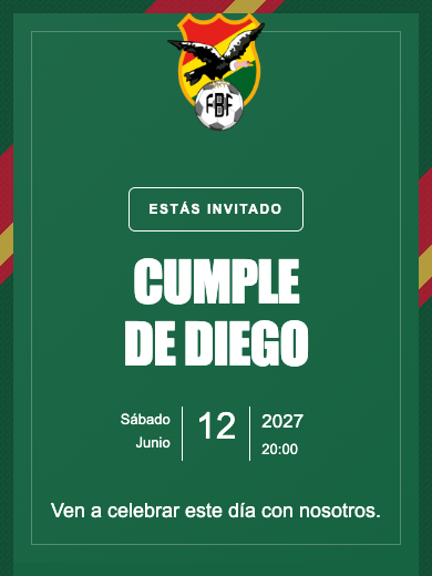 Invitación online Selección de Bolivia