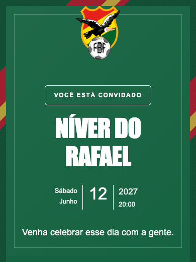 Convite online Seleção Bolívia