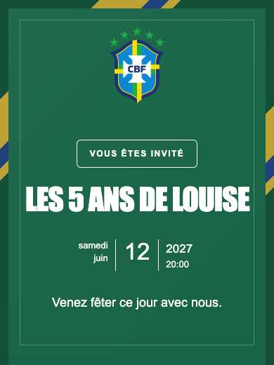 Invitation d’anniversaire numérique: Équipe nationale · Brésil