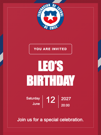 Chile National Team online invitation