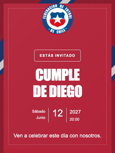 Invitación online Selección de Chile