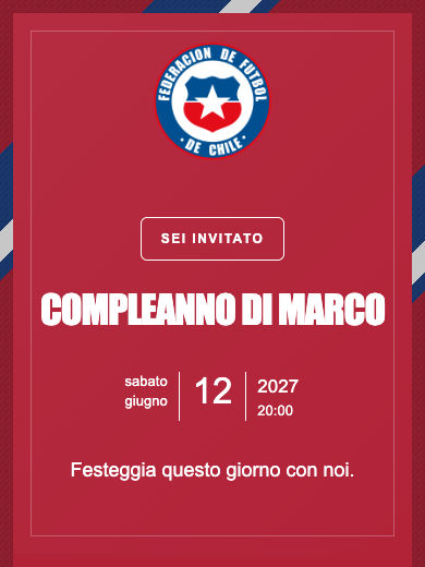 Invito digitale di compleanno: Nazionale · Cile