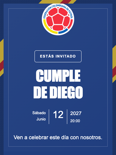 Invitación online Selección de Colombia