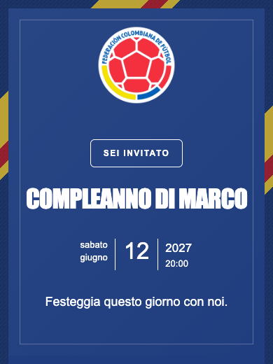 Invito digitale di compleanno: Nazionale · Colombia