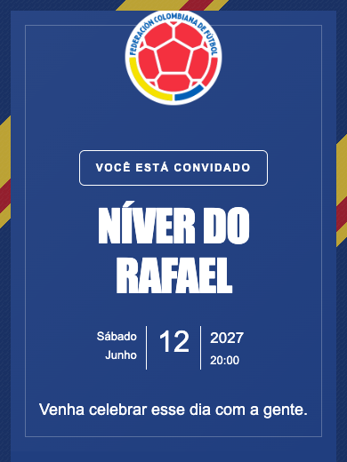 Convite online Seleção Colômbia