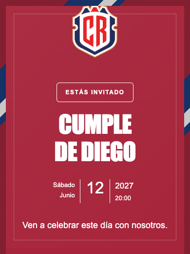 Invitación online Selección de Costa Rica