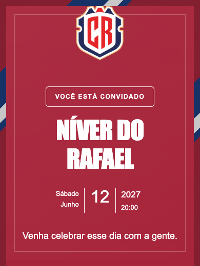 Convite online Seleção Costa Rica