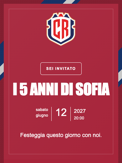 Invito digitale di compleanno: Nazionale · Costa Rica