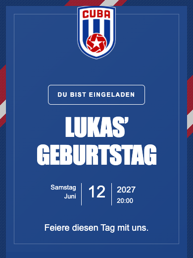 Digitale Geburtstagseinladung: Nationalteam · Kuba