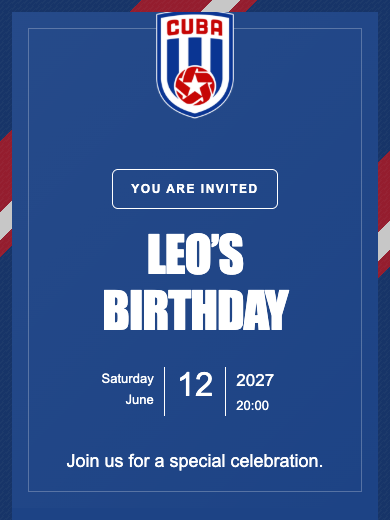 Cuba National Team online invitation