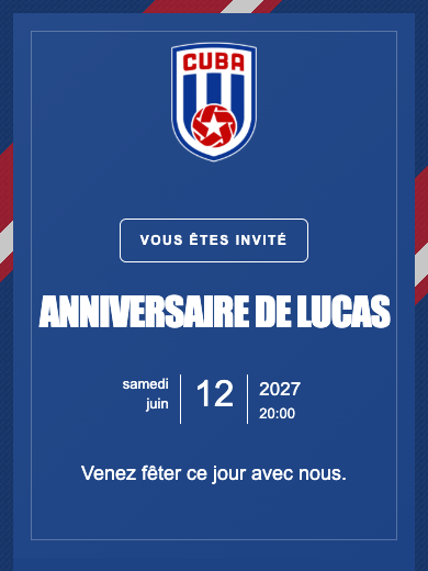 Invitation d’anniversaire numérique: Équipe nationale · Cuba
