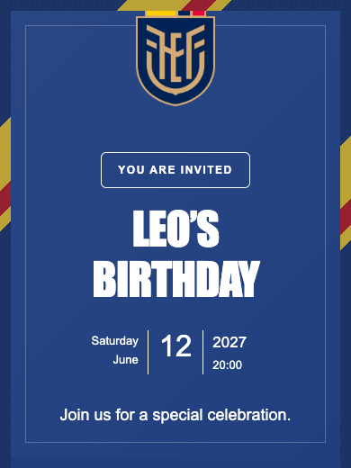 Ecuador National Team online invitation