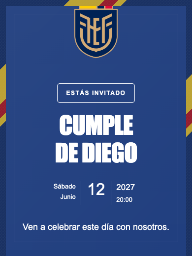 Invitación online Selección de Ecuador