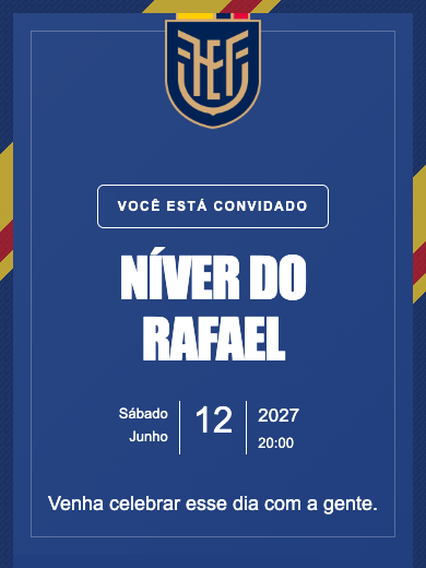Convite online Seleção Equador