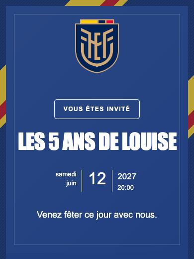 Invitation d’anniversaire numérique: Équipe nationale · Équateur