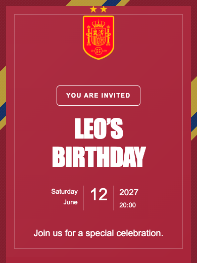 Spain National Team online invitation