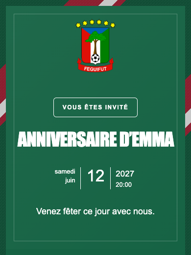 Invitation d’anniversaire numérique: Équipe nationale · Guinée équatoriale