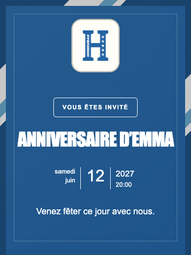Invitation d’anniversaire numérique: Équipe nationale · Honduras