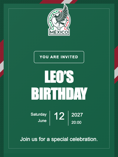 Mexico National Team online invitation